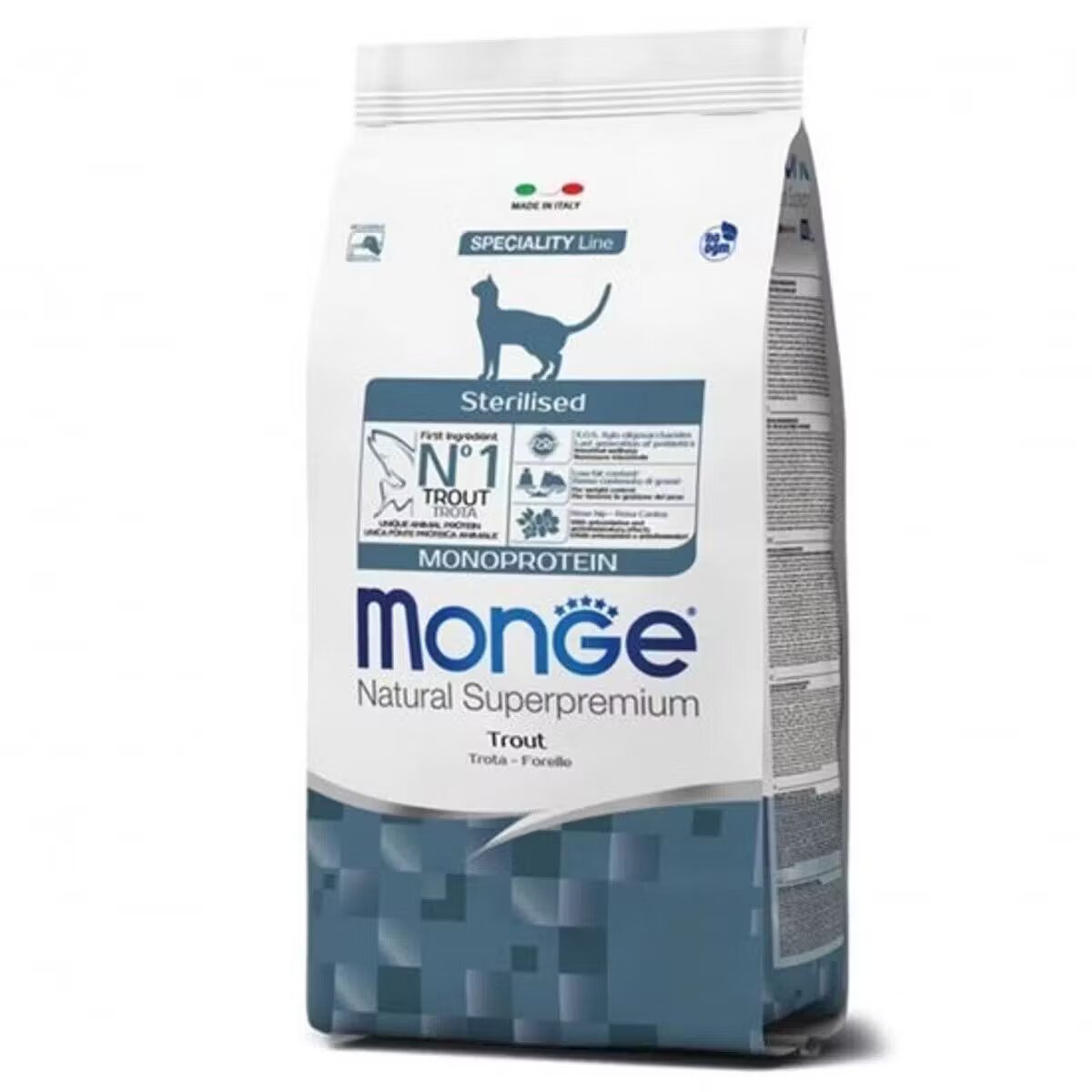 Monge Hrana uscata pisici Natural Monoprotein Sterilised Pastrav 1.5 kg