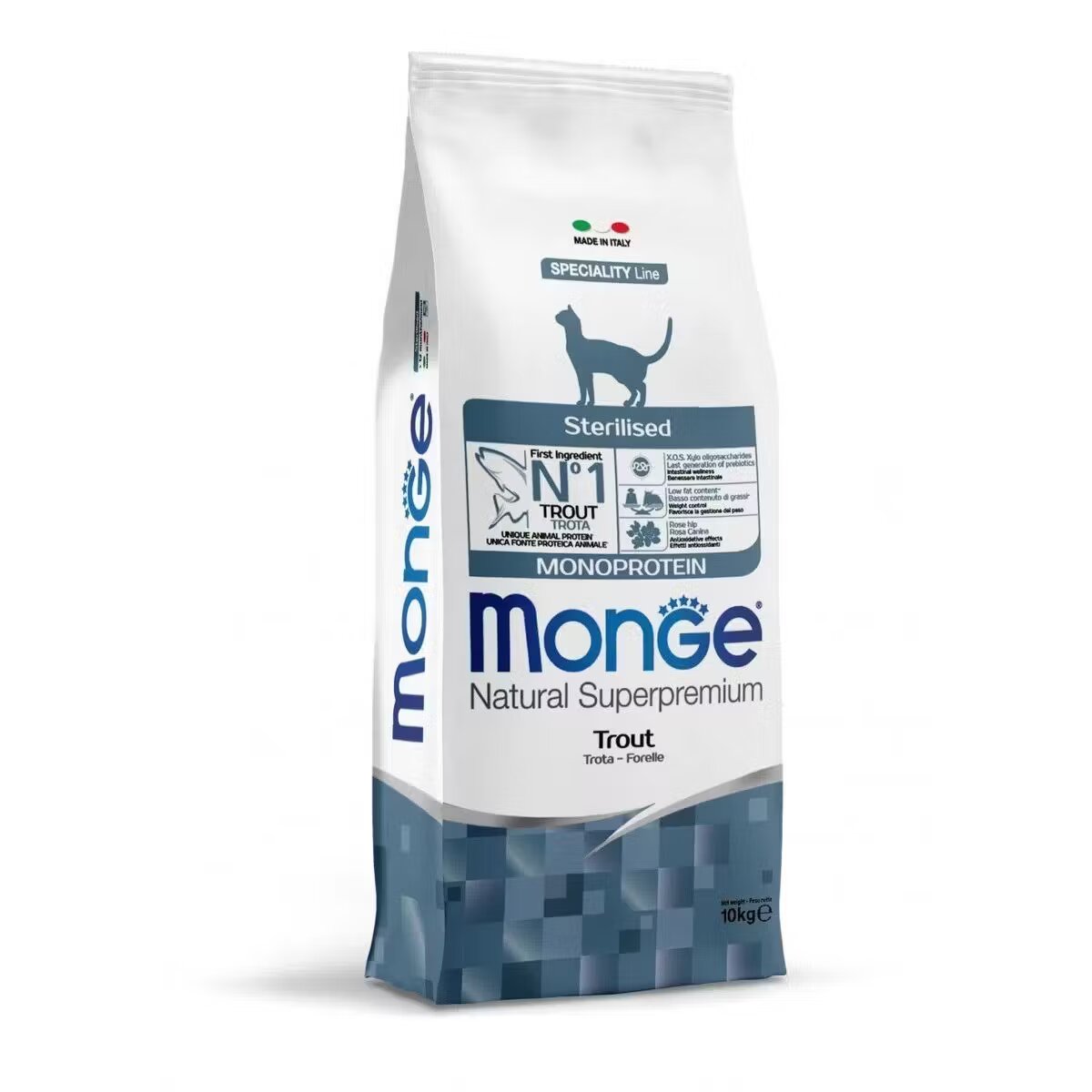 Monge Hrana uscata pisici Natural Monoprotein Sterilised Pastrav 10 kg