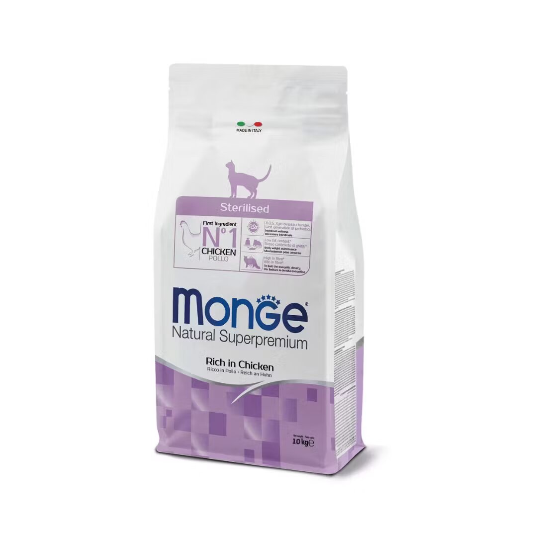 Monge Hrana uscata pisici Natural Superpremium Sterilised Pui 10 kg