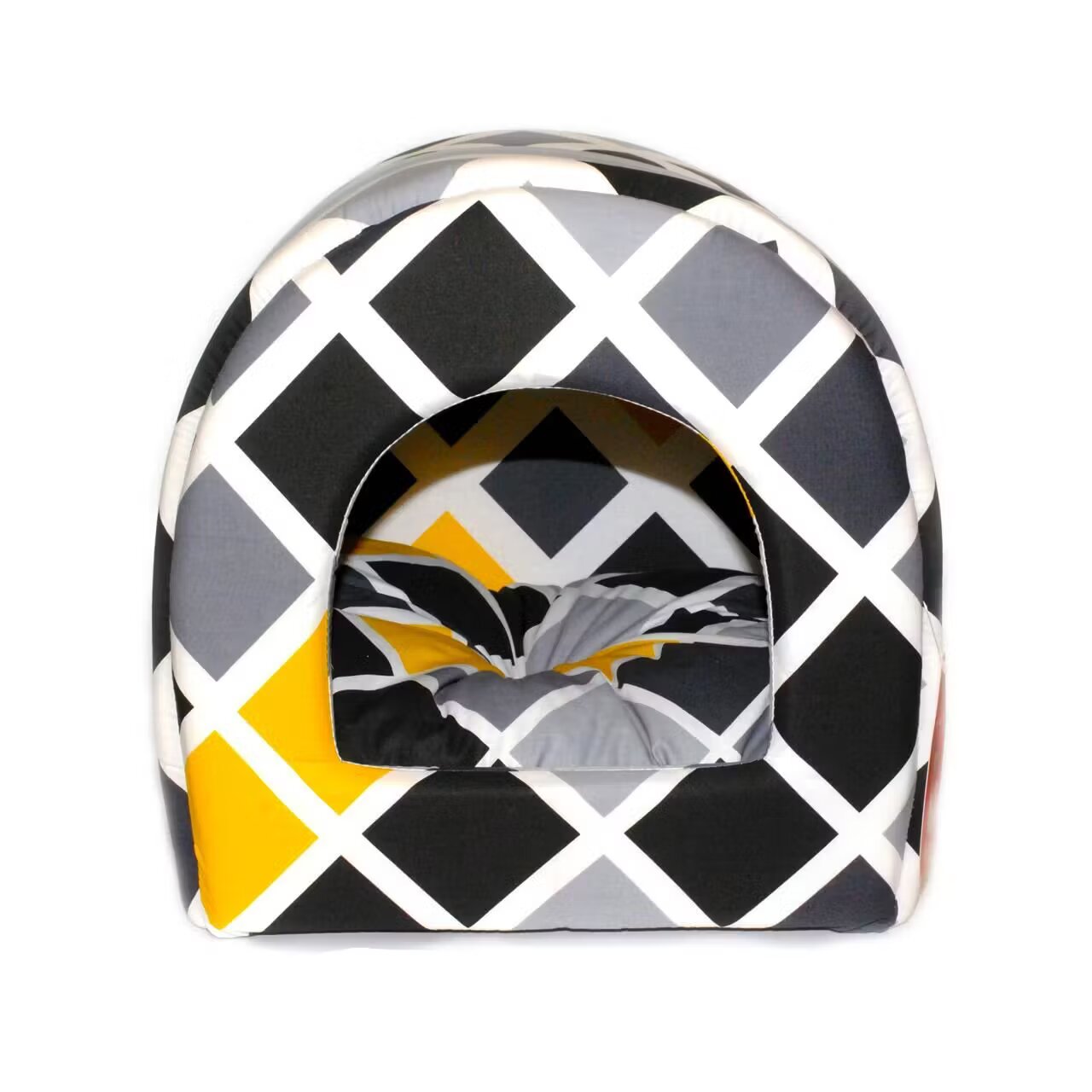 MPS CULCUS TEXTIL PENTRU CAINI SI PISICI TUNEL BLACK-WHITE-YELLOW 42x38x38/60005912.BWY