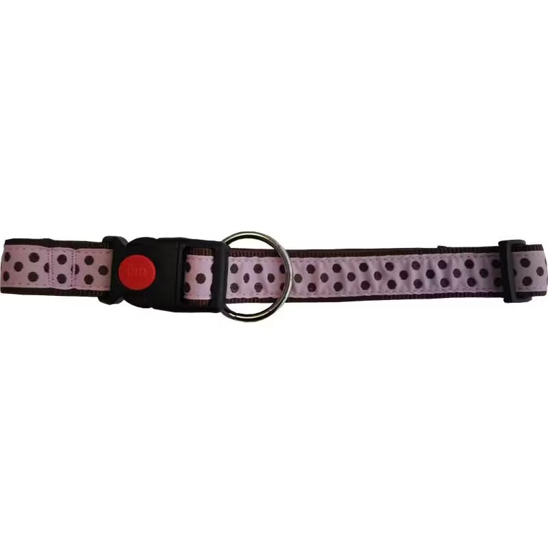 N MOL Zgarda Nylon Caini Buline Pink Click 25 mm x 45-75 cm