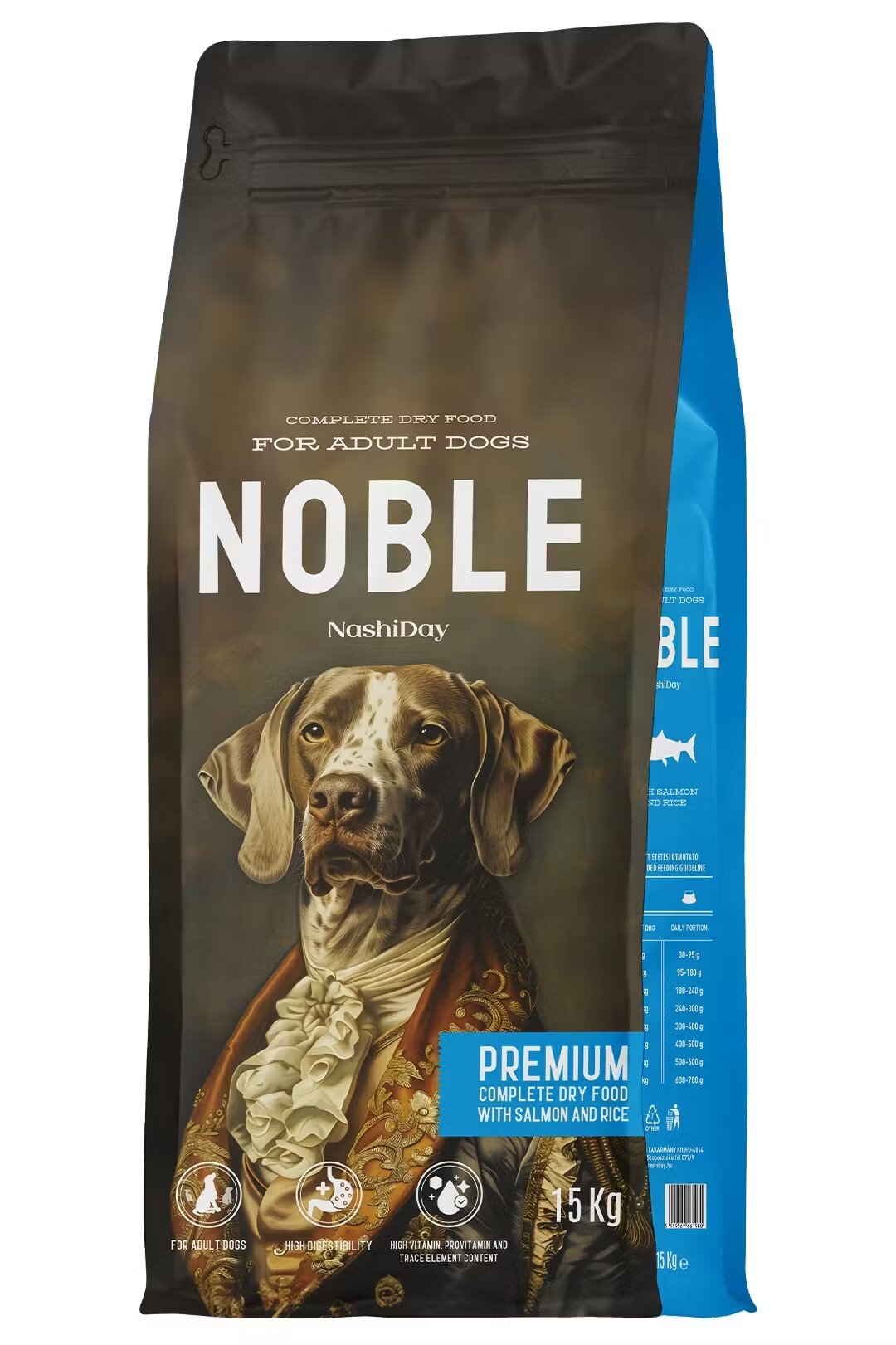 NashiDay Hrana Premium Uscata Caini Noble Somon si Orez 15 kg