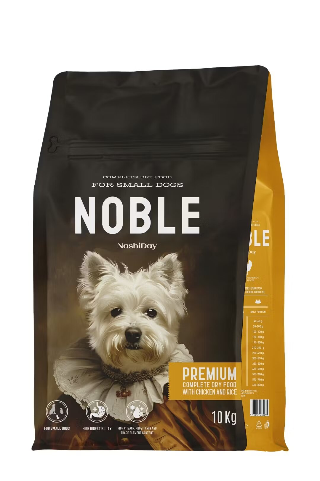 NashiDay Hrana Premium Uscata Caini Noble Talie Mica Pui si Orez 10 kg