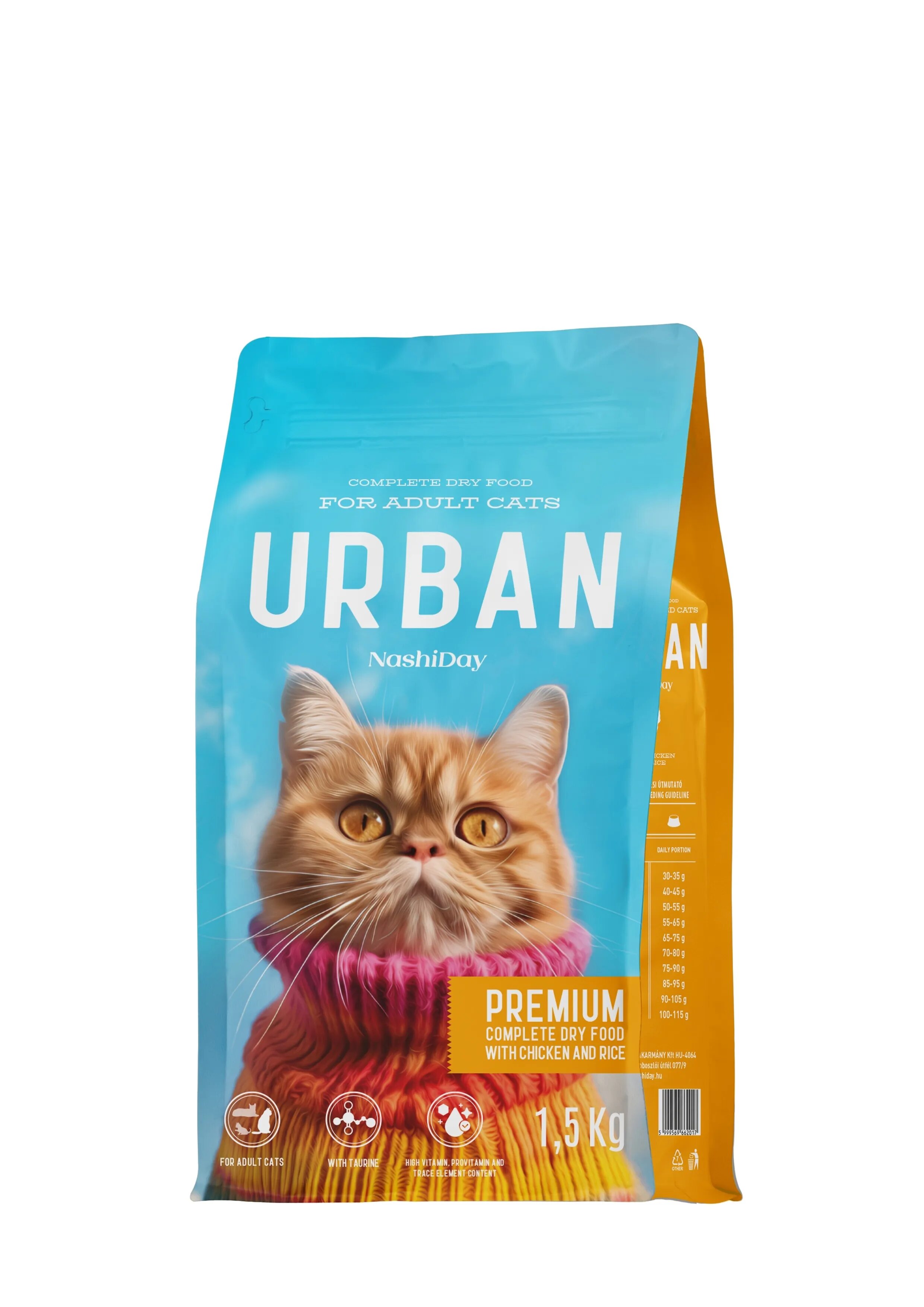NashiDay Hrana Premium Uscata Pisici Urban Pui si Orez 1.5 kg