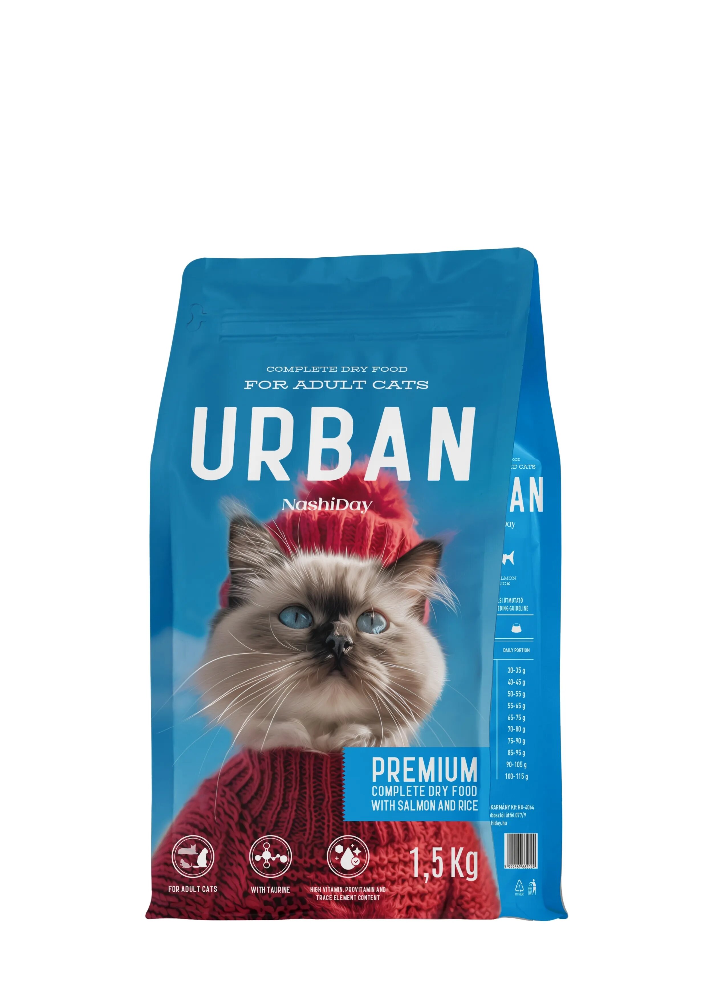 NashiDay Hrana Premium Uscata Pisici Urban Somon si Orez 1.5 kg