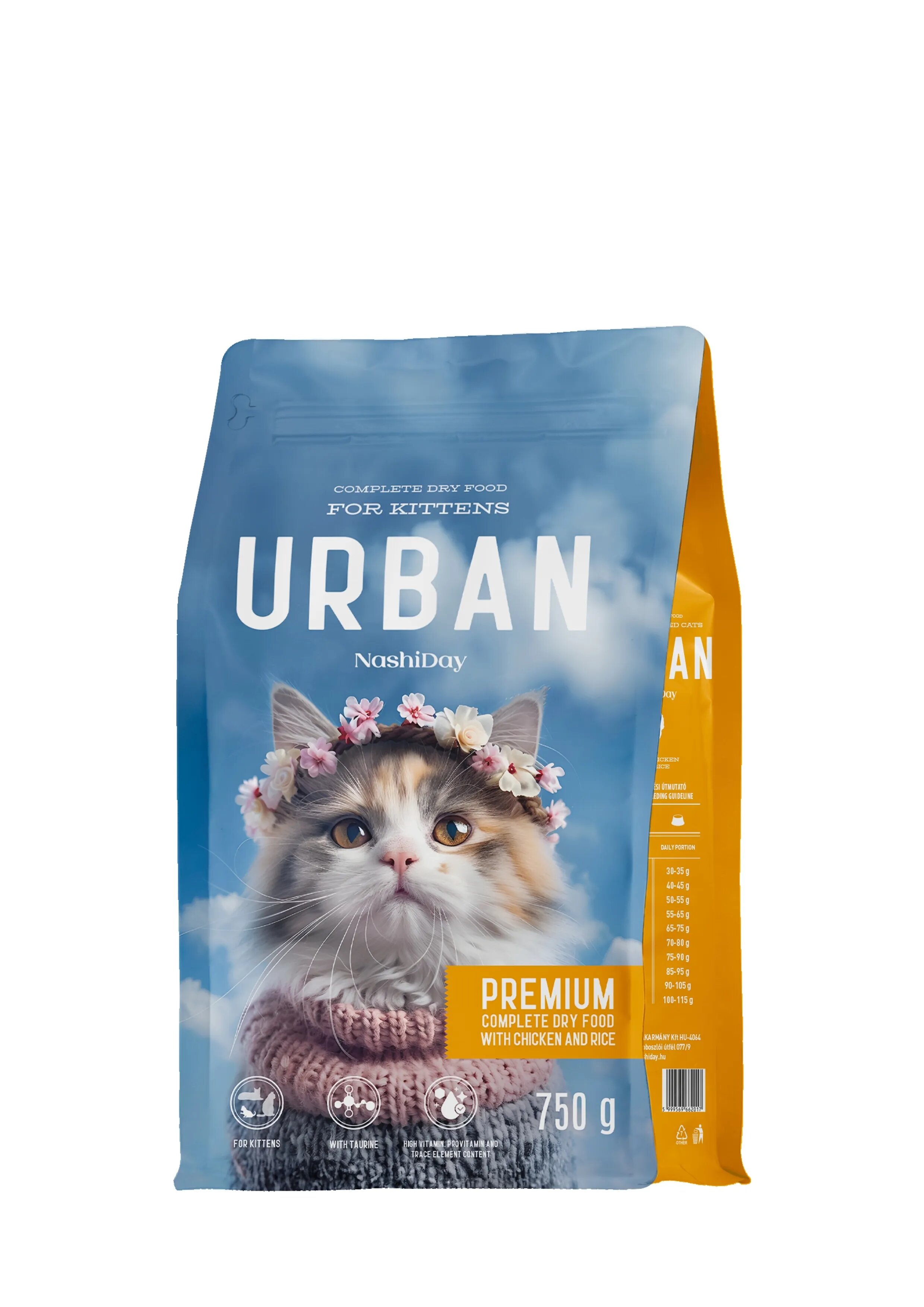 NashiDay Hrana Premium Uscata Pisoi Urban Pui si Orez 750 g