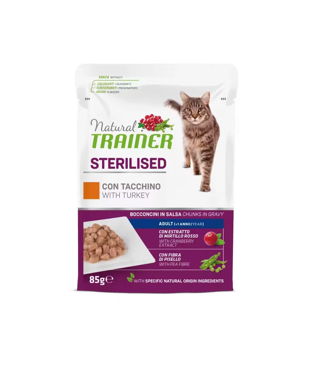 Natural Trainer Hrana Umeda Pisici Sterilizate Curcan in Sos 85 g