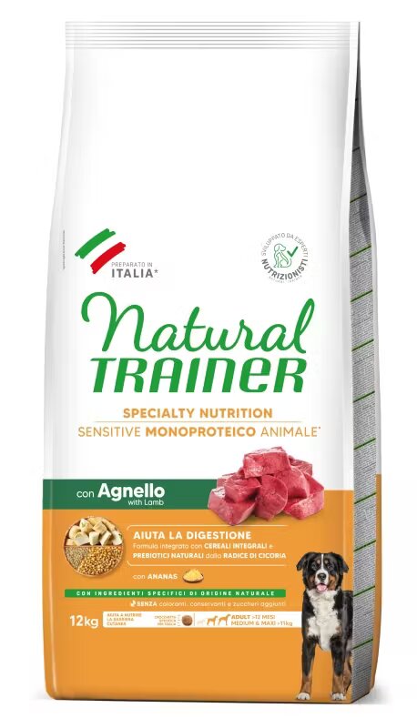 Natural Trainer Hrana Uscata Caini Sensitive No Gluten Medium-Maxi Adult Miel 12 kg