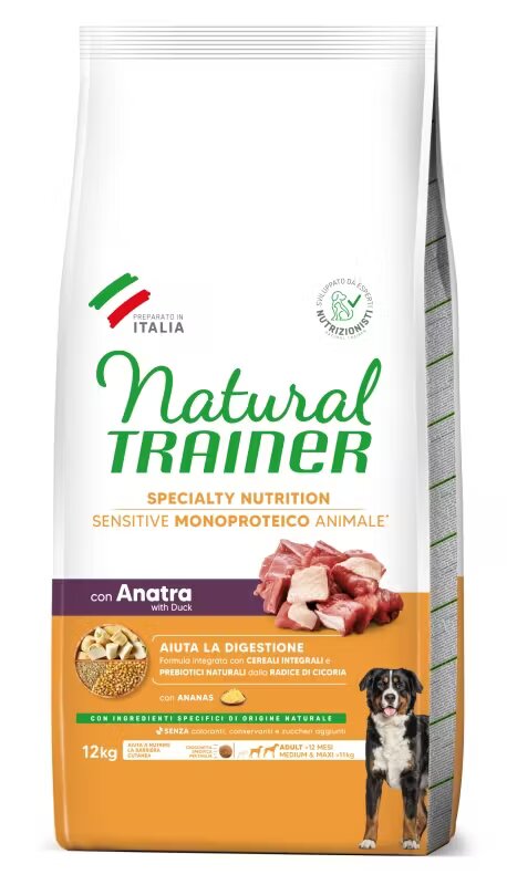 Natural Trainer Hrana Uscata Caini Sensitive No Gluten Medium-Maxi Adult Rata 12 kg