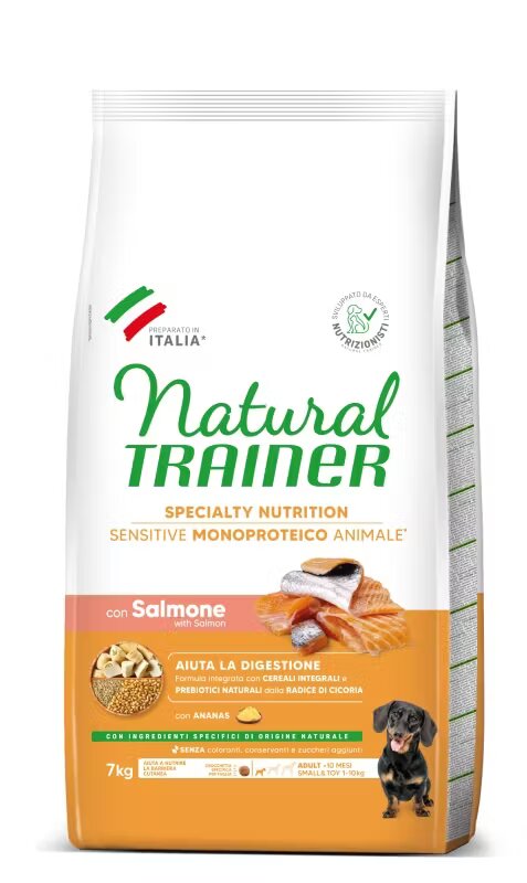 Natural Trainer Hrana Uscata Caini Sensitive No Gluten Mini & Toy Adult Somon 7 kg