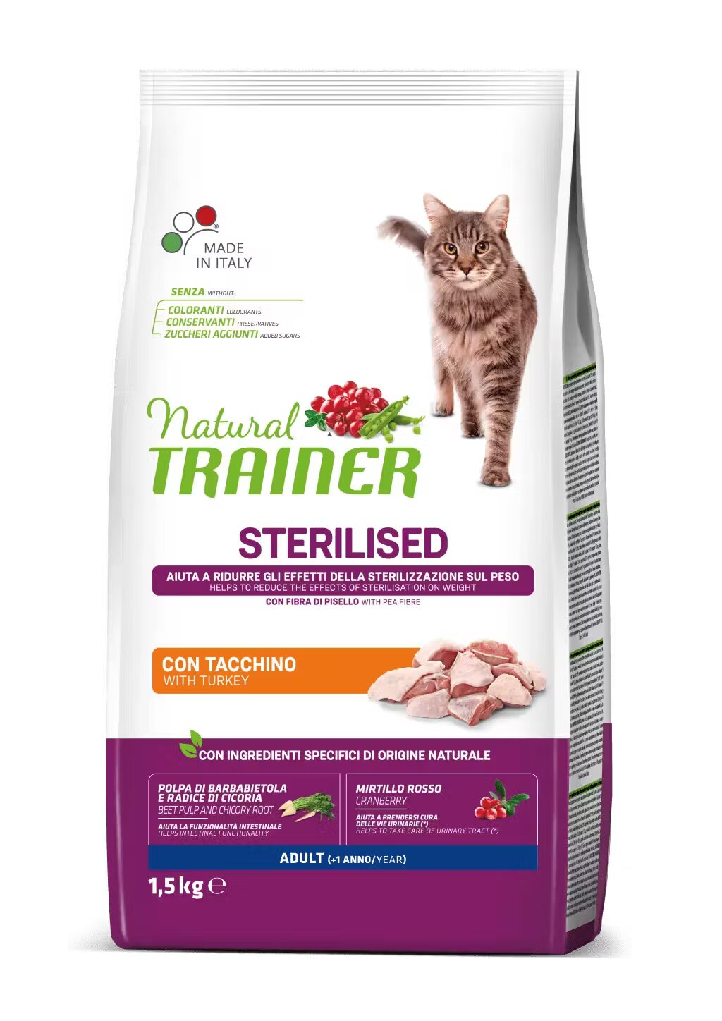 Natural Trainer Hrana Uscata Pisici Sterilizate Curcan 1.5 kg