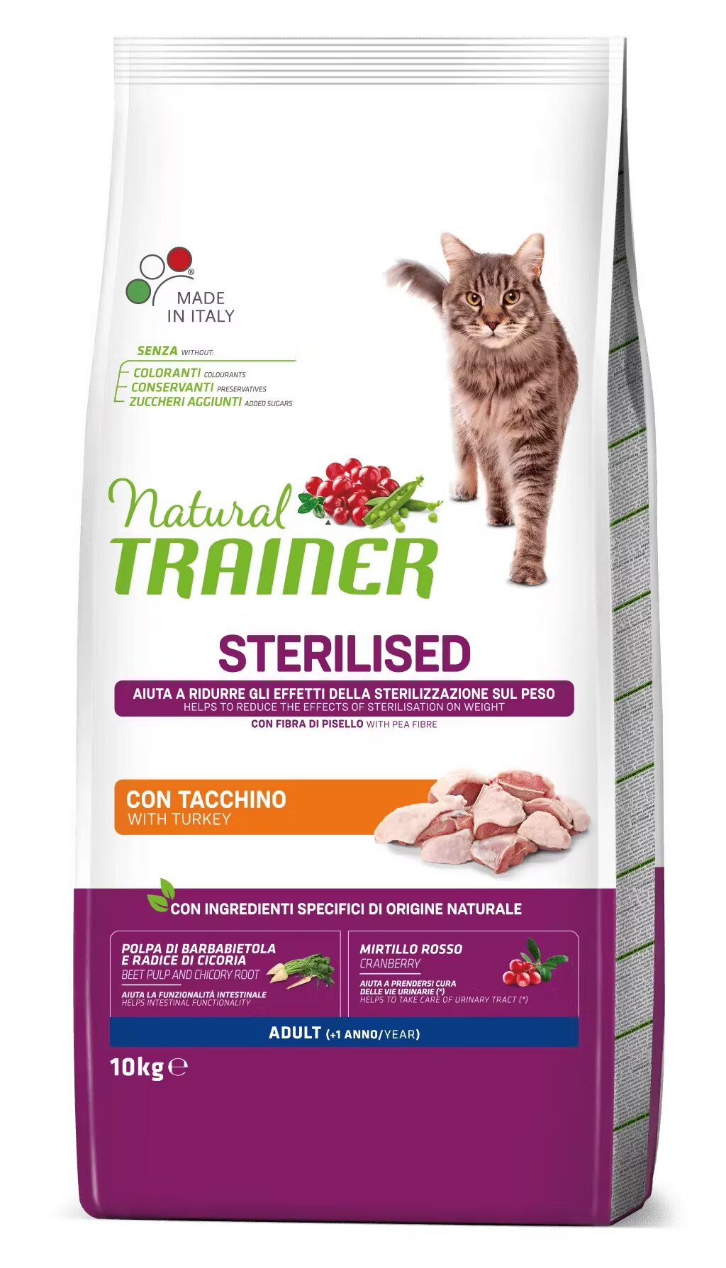 Natural Trainer Pisica Adulta Sterilizata cu Curcan 10 kg