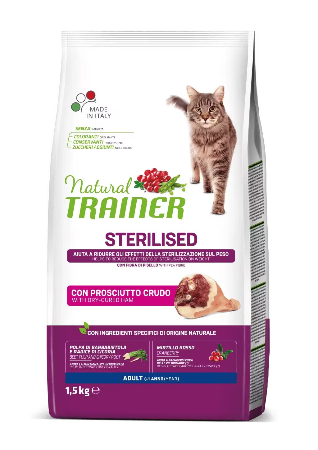 Natural Trainer Pisica Adulta Sterilizata cu Prosciutto Crudo 1.5 kg