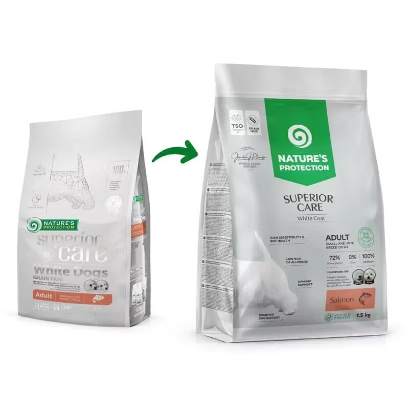 Natures Protection Nature's Protection Superior Care White Dogs Grain Free Salmon Adult Small & Mini Breeds 1.5 kg