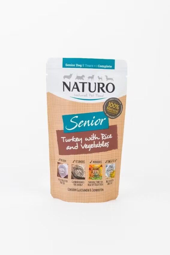Naturo Pouch Senior cu Carne de Curcan Orez si Legume 150 g