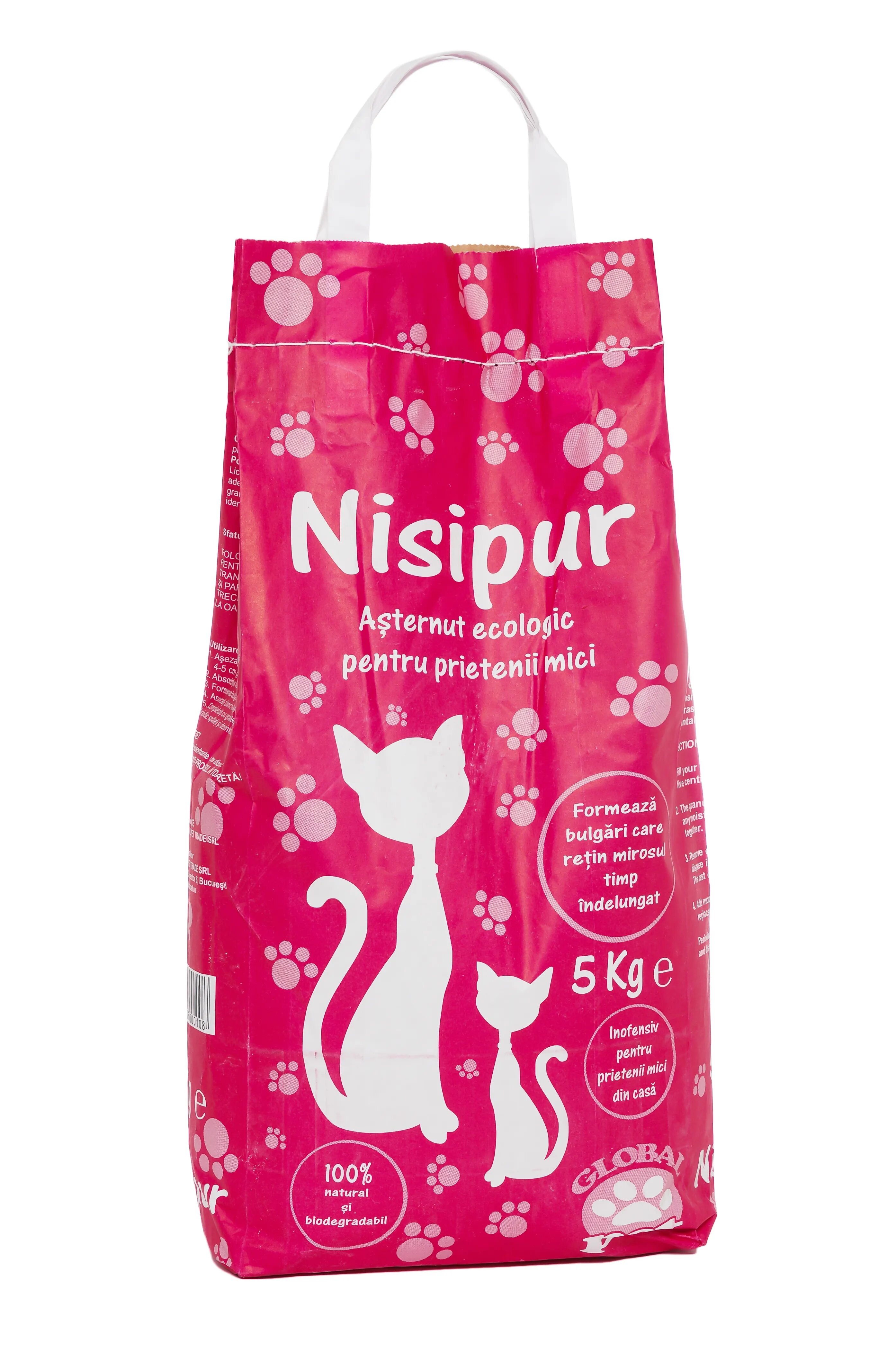 Nisipur Asternut igienic natural nisip pentru pisici bentonita 5 kg