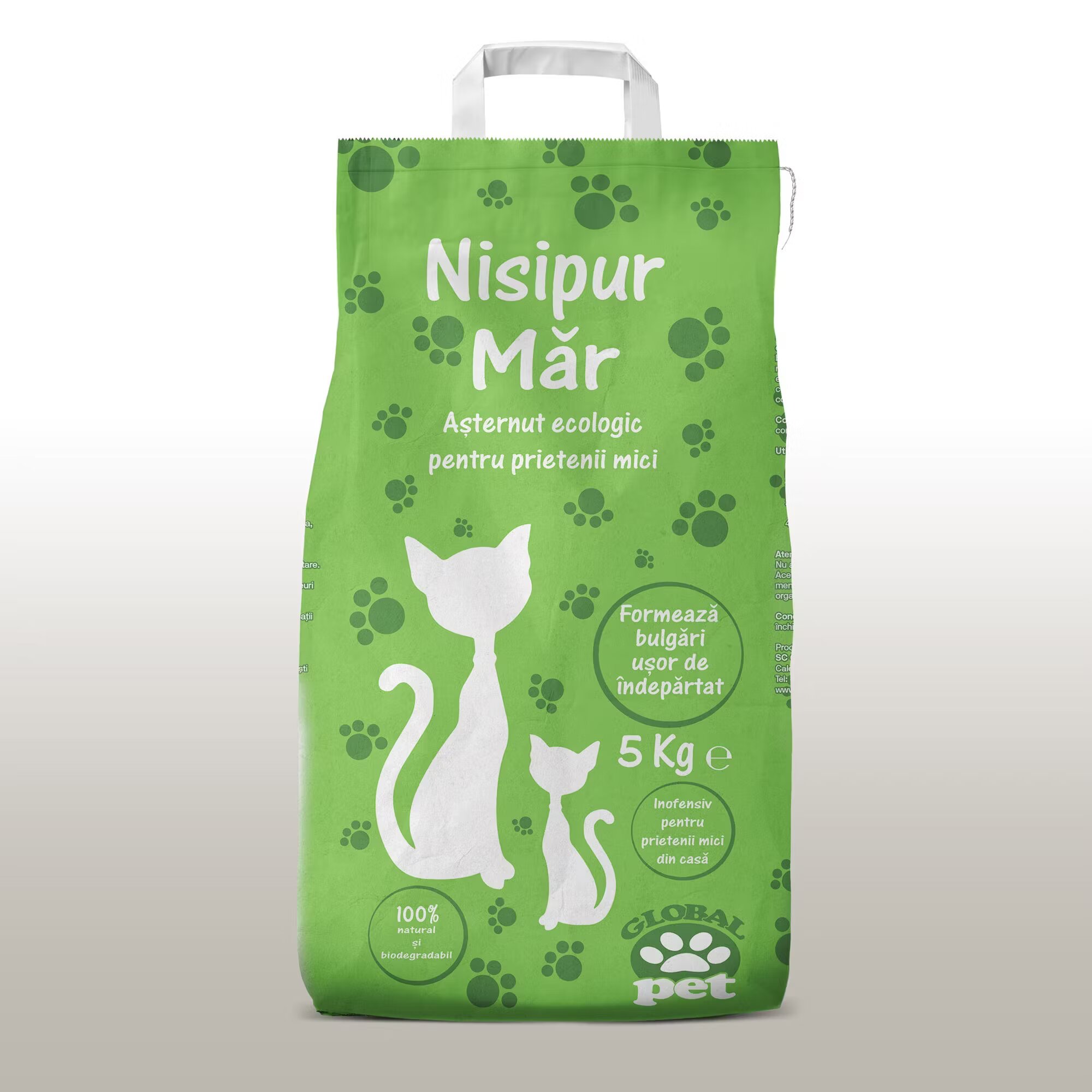 Nisipur Asternut igienic natural nisip pentru pisici Mar bentonita 5 kg