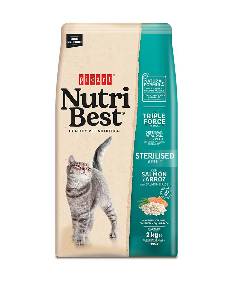 Nutribest Hrana Uscata Pisici Premium Adult Sterilised Somon si Orez 2 kg