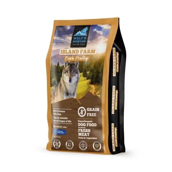 Oasis Wolf's Mountain Island Farm Carne de Rata Curcan & Vanat si Fructe & Legume 12 kg
