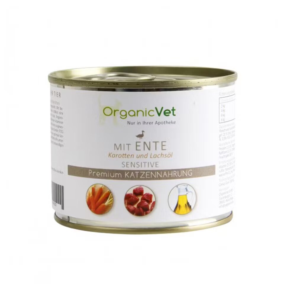 Organicvet Feline Sensitive rata morcovi si ulei de somon 200 g