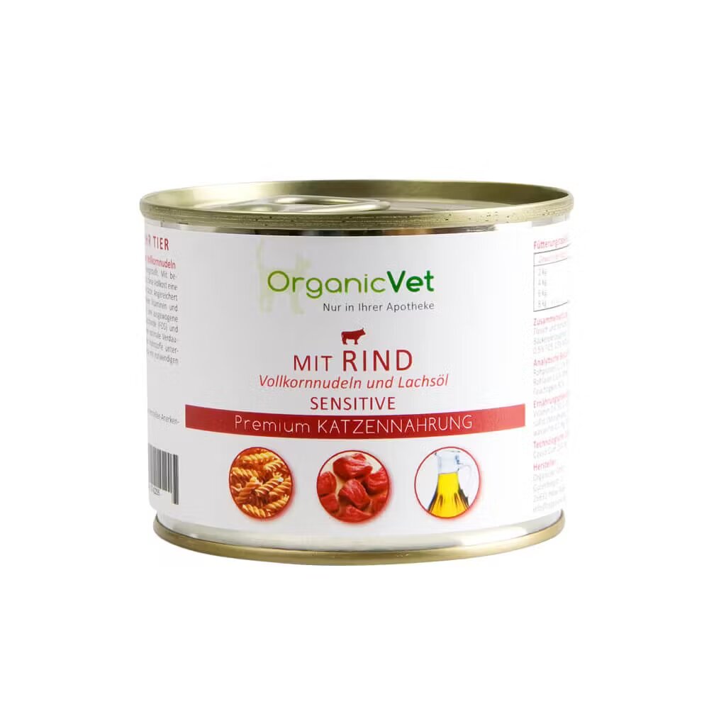 Organicvet Feline Sensitive vita paste si ulei de somon 200 g