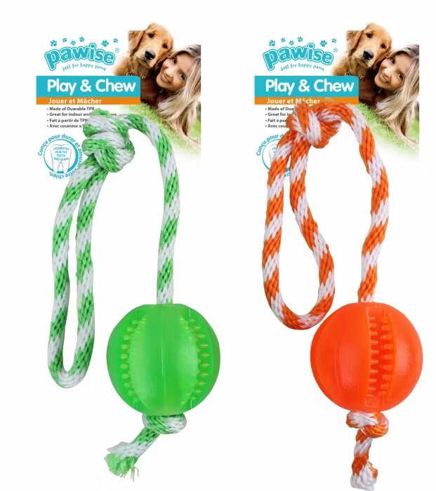 Pawise Jucarie Tip Minge de Termoplastic cu Sfoara pentru Caini 40 cm