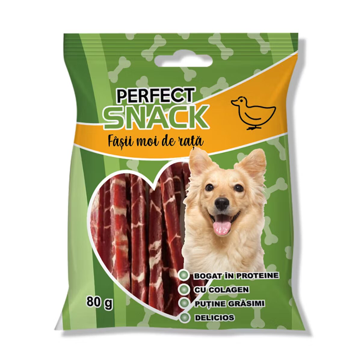 Perfect Snack Hrana complementara pentru caini fasii moi de rata 80 g