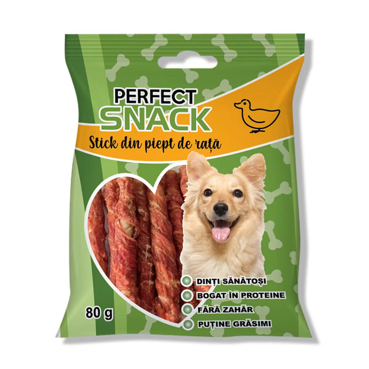 Perfect Snack Hrana complementara pentru caini stick cu piept de rata 80 g
