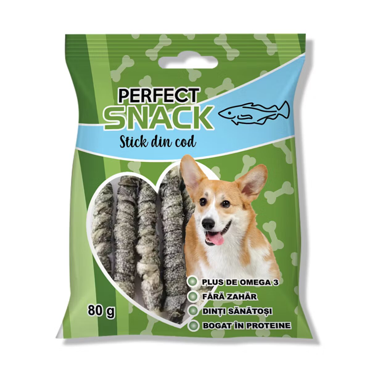 Perfect Snack Hrana complementara pentru caini stick din cod 80 g