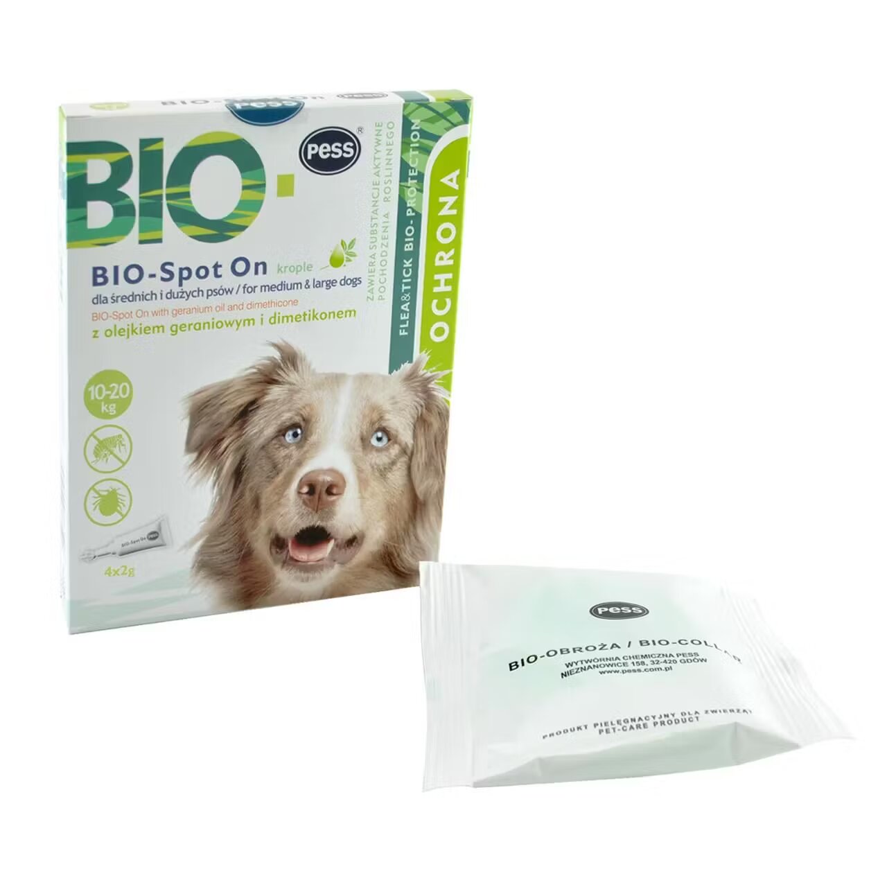 PESS Pipeta Antiparazitara Caine Talie Medie & Mare Bio-Spot On cu Ulei de Geranium si Dimethicone 4x2 g/ 10-20 kg