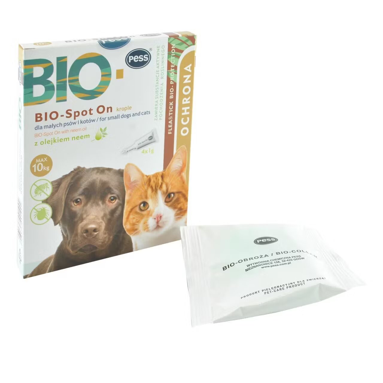 PESS Pipeta Antiparazitara Caini/ Pisici Bio-Spot On cu Ulei de Neem 4x1 g/ 10 kg