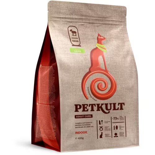 Petkult Hrana Uscata Adult Care Indoor Pisici Continut Ridicat de Miel 400 g