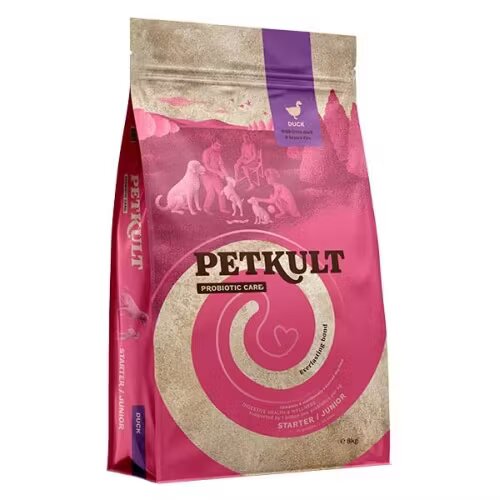 Petkult Hrana Uscata Caini Dog Probiotics Starter and Junior Formula Duck & Rice 2 kg