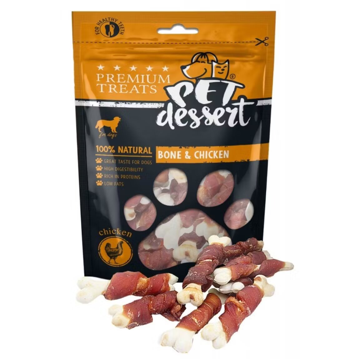 Pets Dessert Pet's Dessert Bone & Chicken 80 g