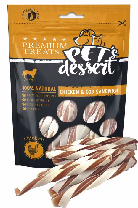 Pets Dessert Pet's Dessert Dog Chicken & Cod Sandwich 80 g