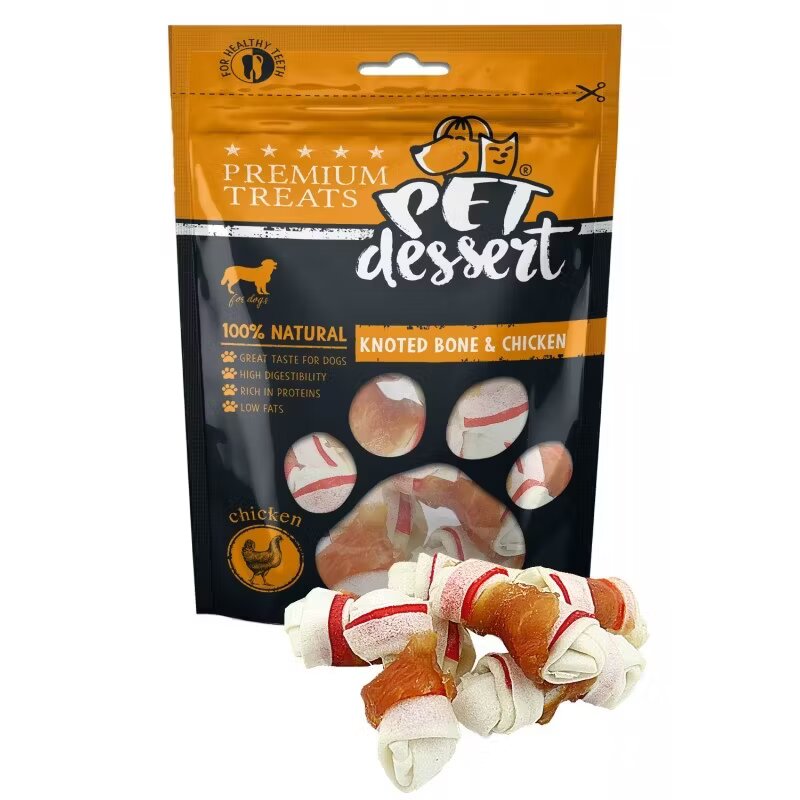 Pets Dessert Pet's Dessert Knoted Bone & Chicken 80 g