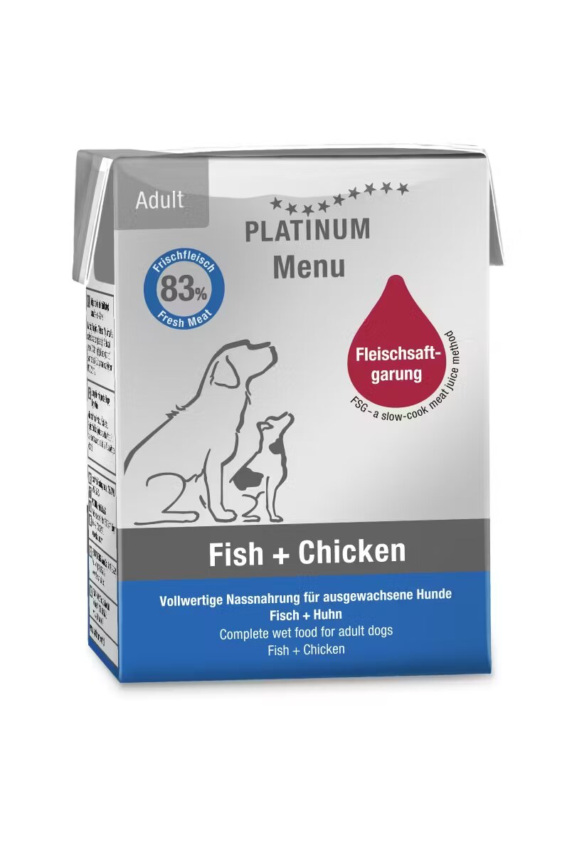 Platinum Hrana umeda caini Dog Adult cu Pui si Peste 185 g