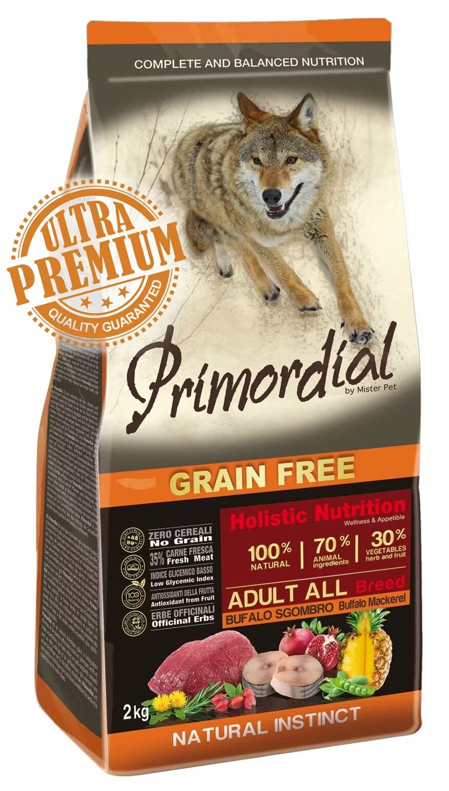 Primordial Grain-Free Holistic Dog Adult Buffalo & Mackerel 2 kg