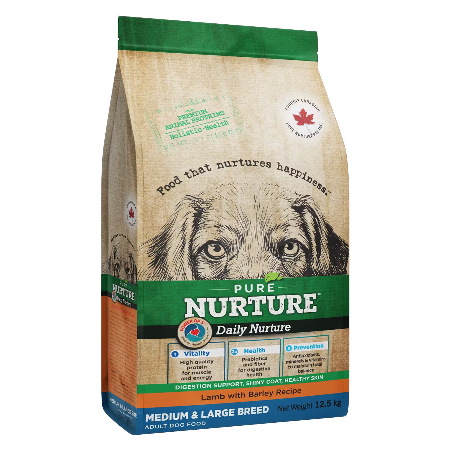 Pure Nurture Hrana caini de talie medie si mare cu orz si miel 12.5 kg