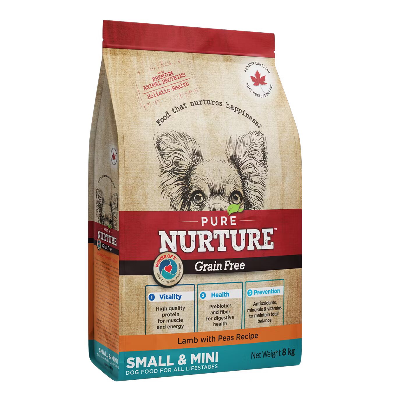 Pure Nurture Hrana caini de talie mica si mini Grainfree cu miel si mazare 8 kg