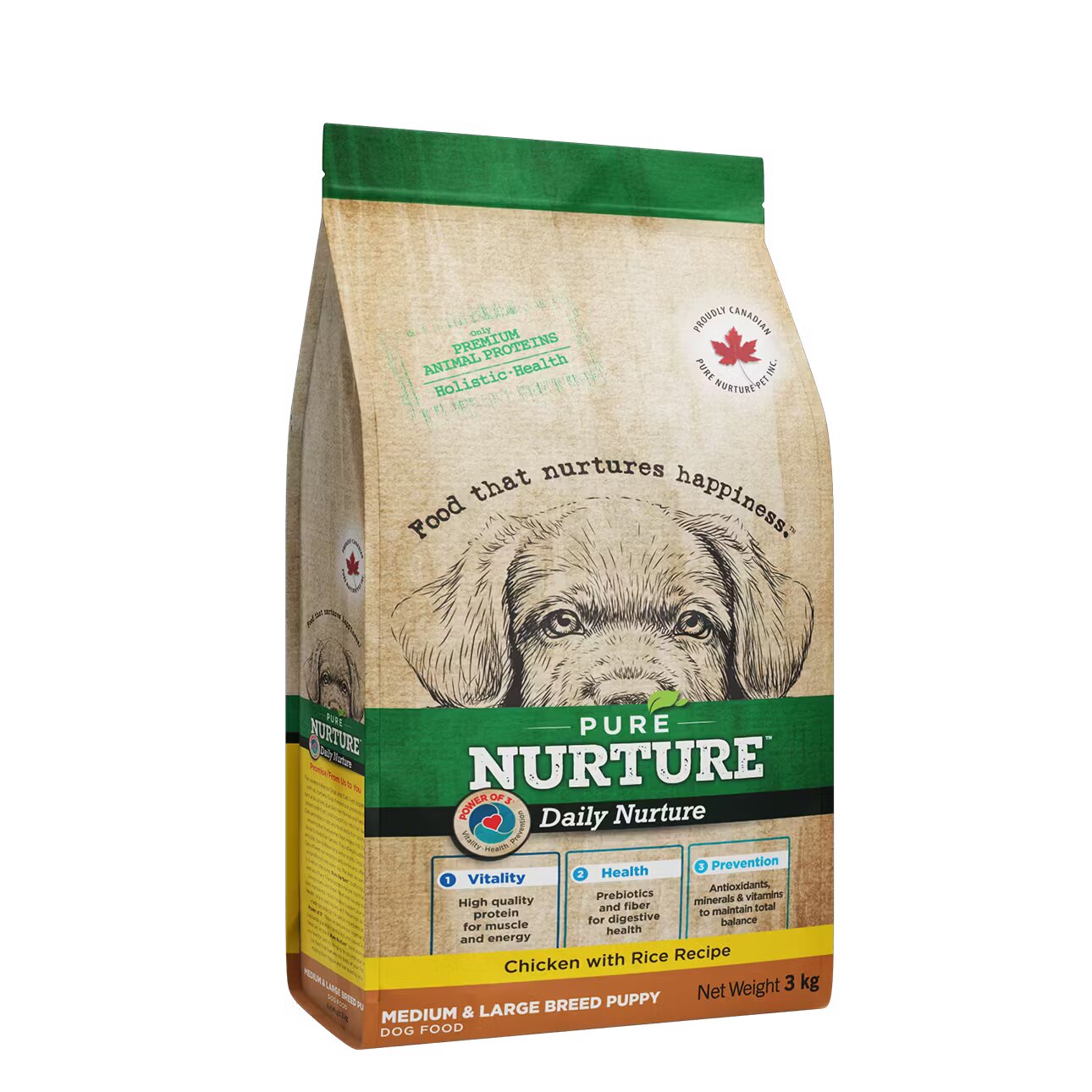 Pure Nurture Hrana catei de talie medie si mare Puppy cu pui si orez 3 kg