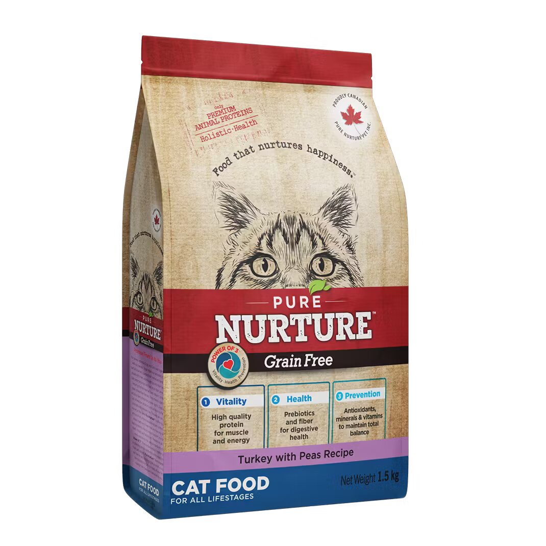 Pure Nurture Hrana pisici de toate varstele Grainfree cu mazare si curcan 1.5 kg
