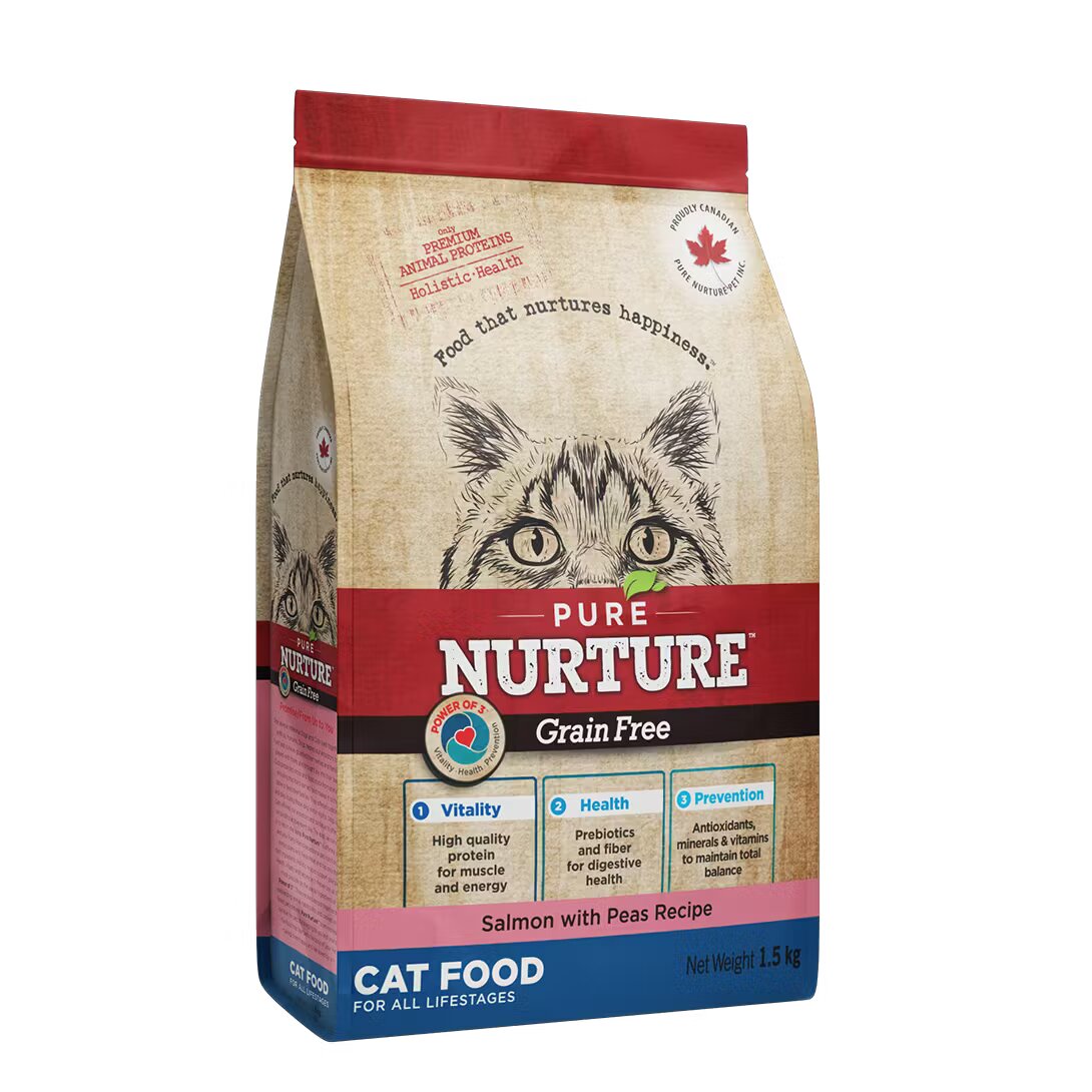 Pure Nurture Hrana pisici de toate varstele Grainfree cu somon si mazare 1.5 kg