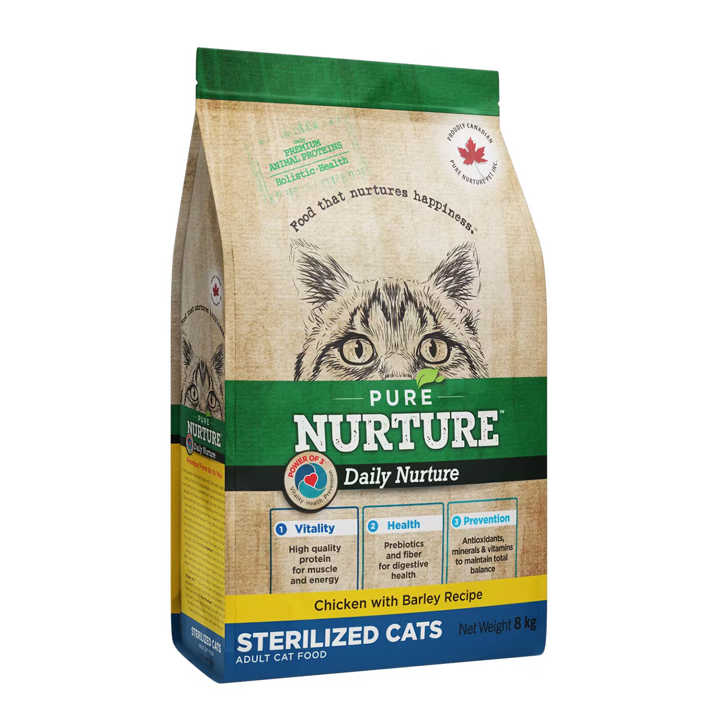 Pure Nurture Hrana pisici sterilizate cu orz si pui 8 kg