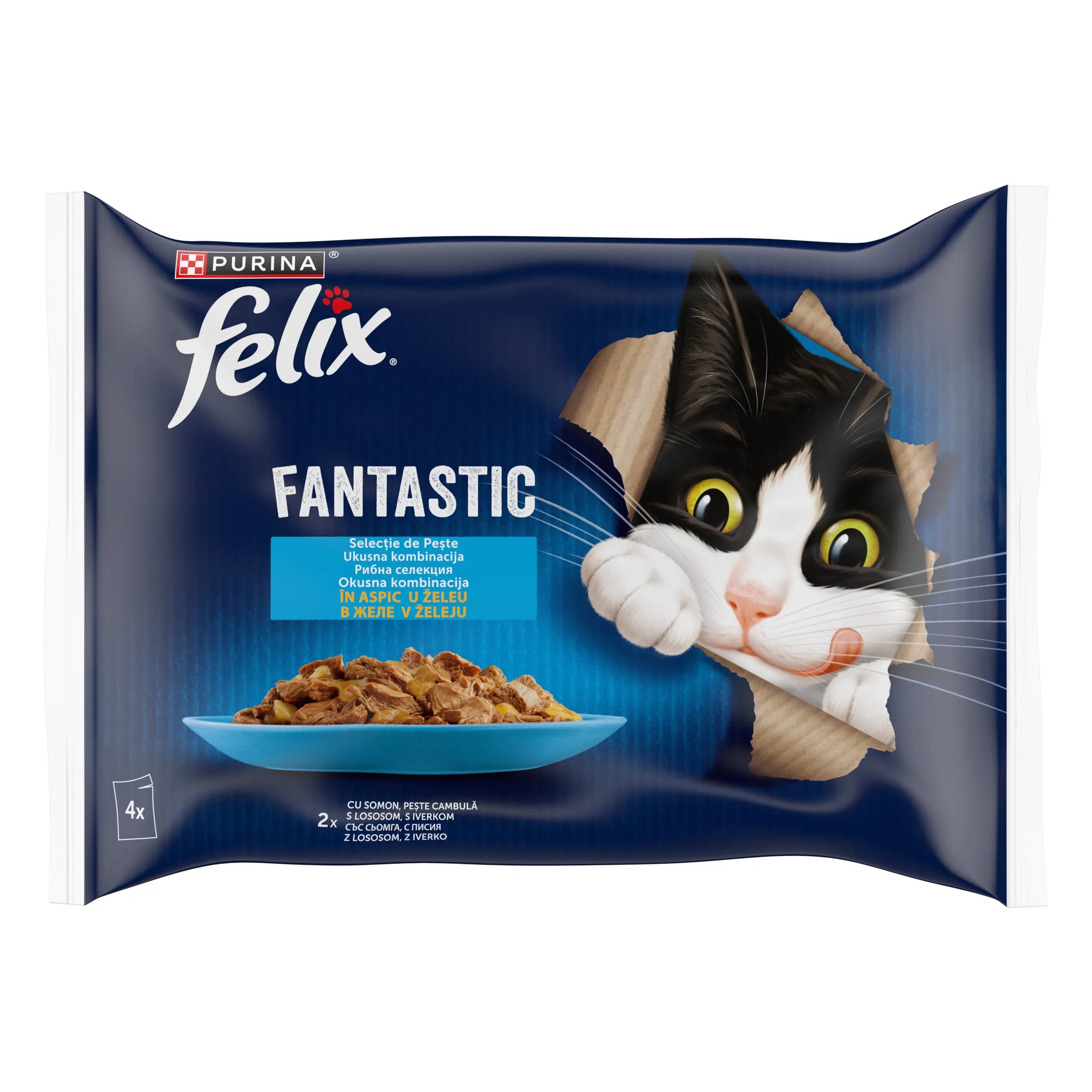 Purina Felix Fantastic Multipack Somon si Platica 4 x 85 g