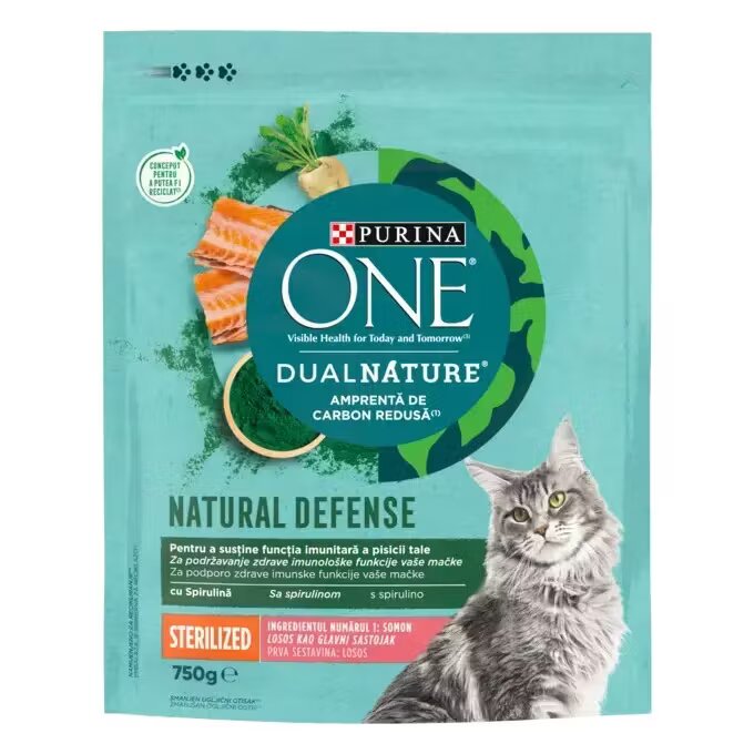Purina ONE DualNature Sterilized cu Somon hrana uscata pentru pisici sterilizate 750 g