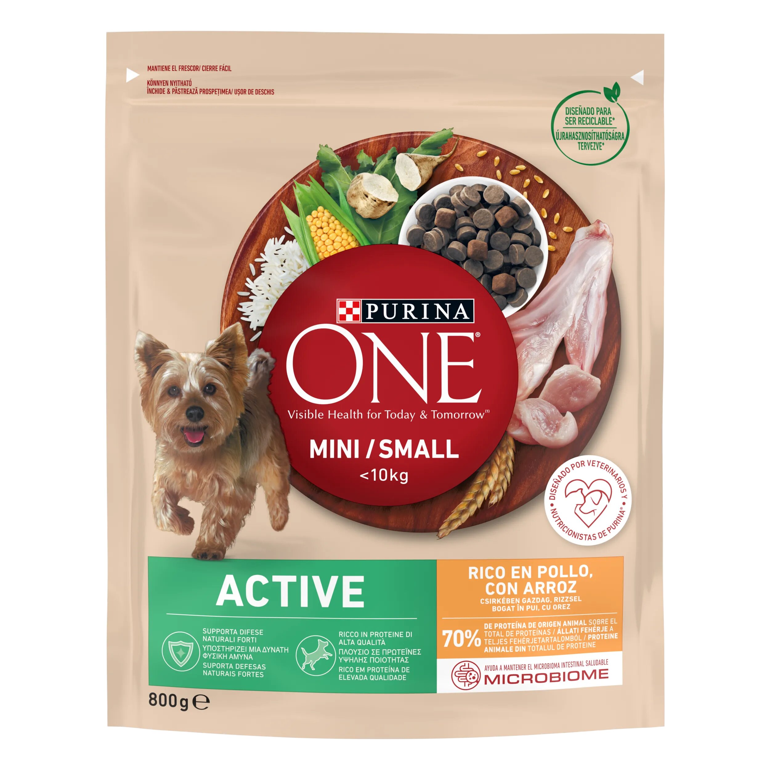 Purina ONE MINI Active Pui si Orez hrana uscata pentru caini 800 g