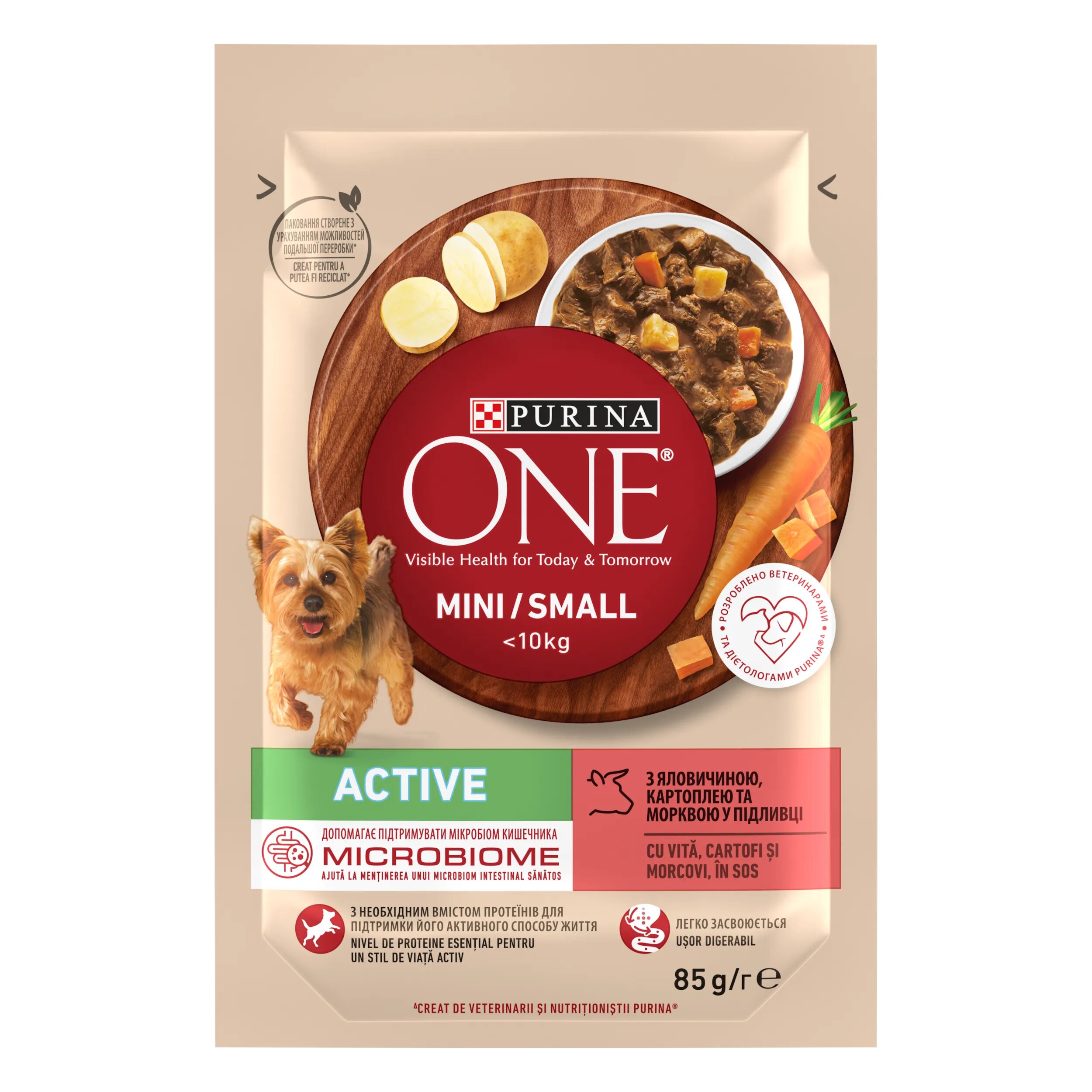 Purina ONE MINI Active vita cartofi si morcovi in sos 85 g