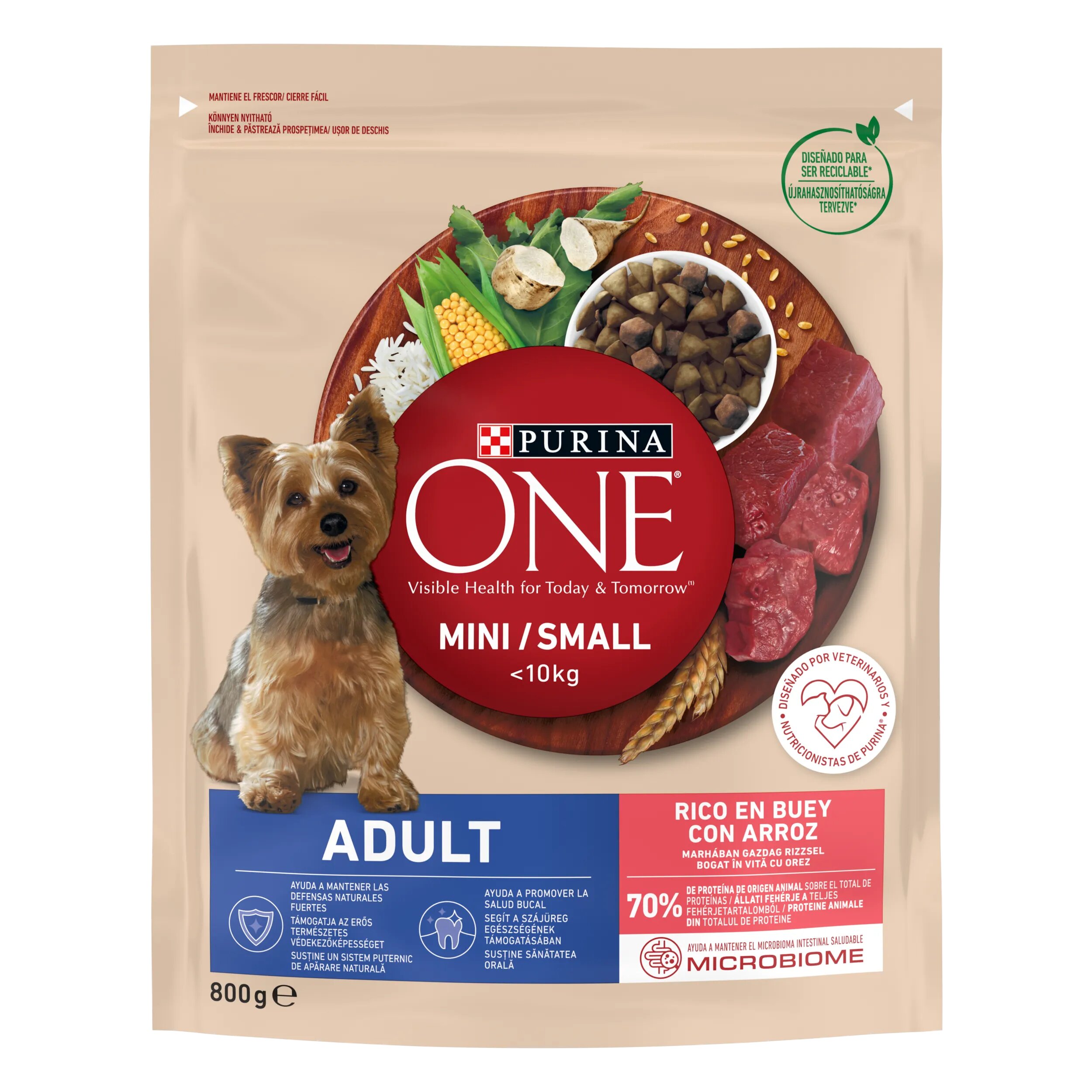 Purina ONE MINI ADULT Vita si Orez hrana uscata pentru caini 800 g