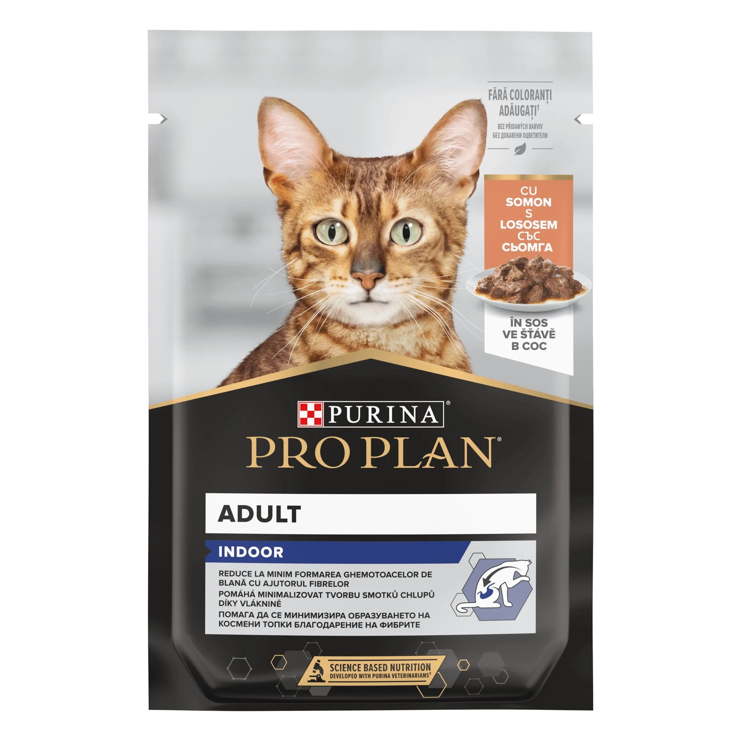 Purina Pro Plan INDOOR cu Somon in sos hrana umeda pentru pisici adulte 85 g